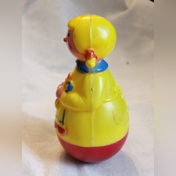 Vintage Stahlwood Roly Poly Rattle Girl with flowers - Picture 4 of 6